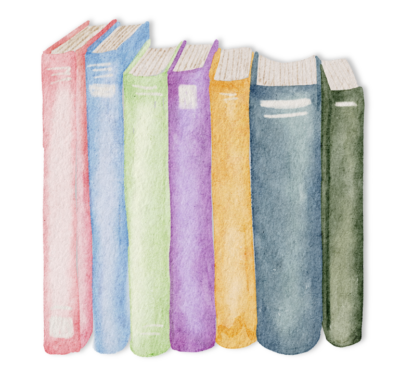 Book List Graphic Colorful stack of books